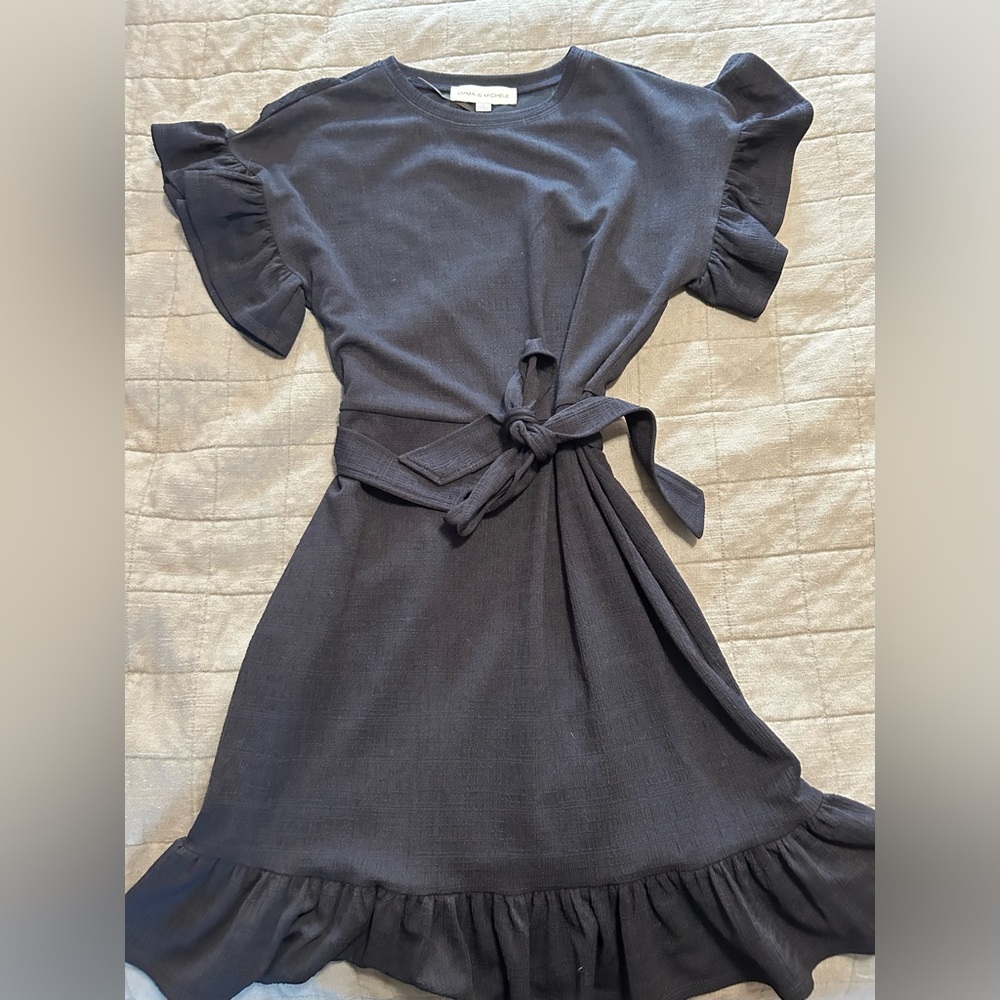 Emma & Michelle Navy Ruffle Dress sz small